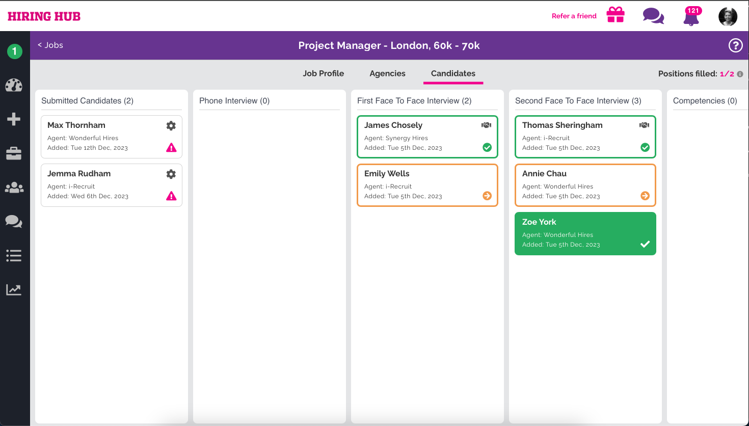 Candidate profile screenshot